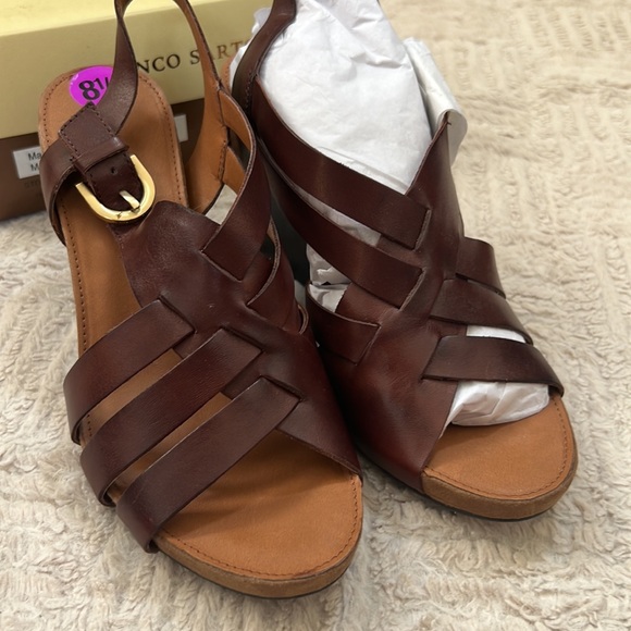 Franco Sarto brown leather wedge style Hanako Size 8.5, New - Picture 4 of 16